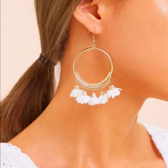 Private Label Jewelry - 🔥3/$25🔥Flower Tassel Hoop Drop Boho Earrings